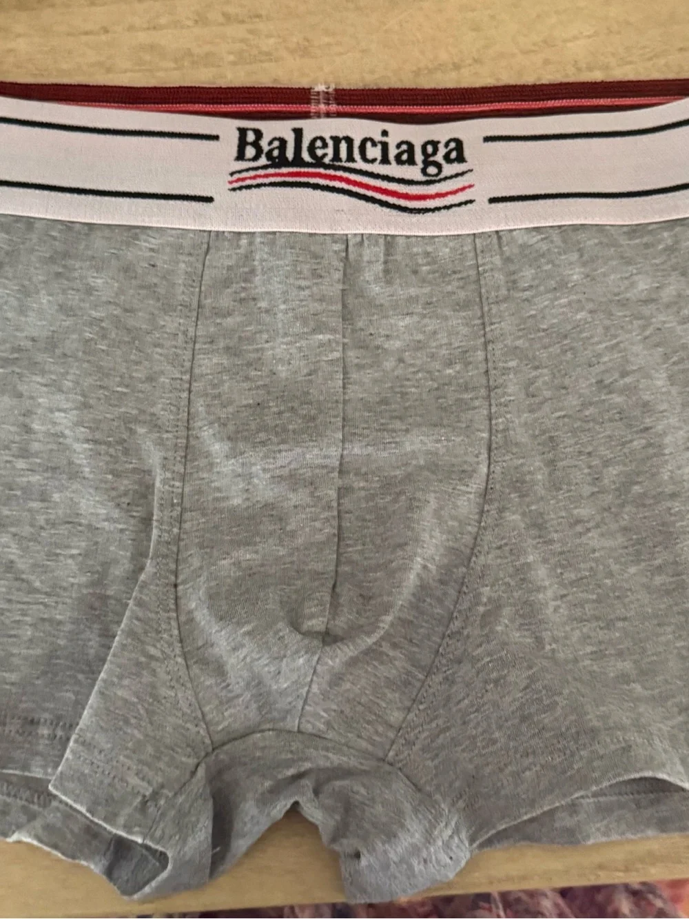 Balenciaga Grey Boxer Briefs with Red-Trim Waistband size L